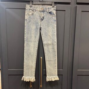 Frayed Hem Blue Jeans